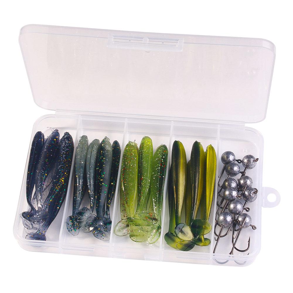 Soft Fishing Lures Kit Silicone Lure Set Artificial Bait Worm with Crank Jig Head Hook HOOK 45pcs/34pcs/65pcs