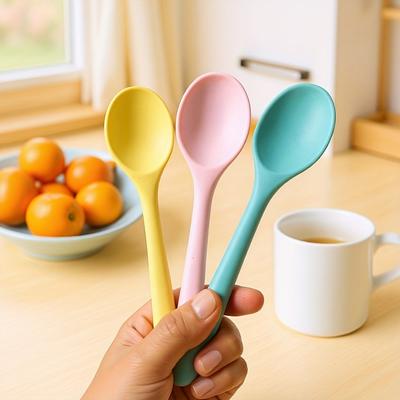 Set of 3 Spoons, Small Silicone Spoons, 8-inch Heat-resistant and Non-stick Kitchen Spoons, Suitable for Baking and Stirring