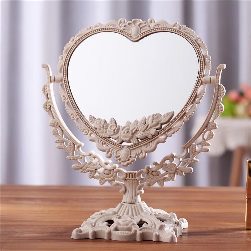 Oeny Rotating Double-Sided Extra Large Heart-Shaped Desktop Makeup Mirror Set