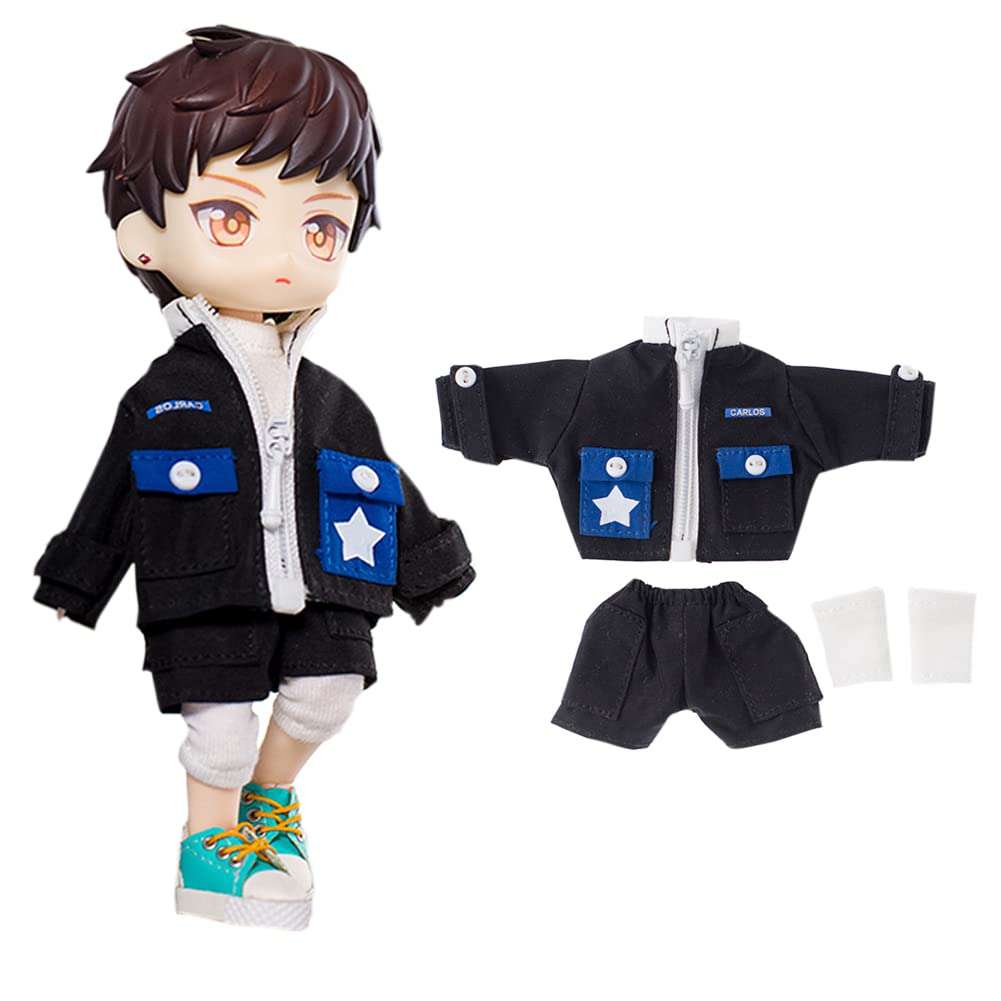 

[rakulifey] Obitsu 11 Outfit Set: Coat, Shorts, Leg Covers, OB11 Size Clothes, 3-Piece Set for Obitsu Dolls (11cm), Birthday Gift, 3 Colors (Black)