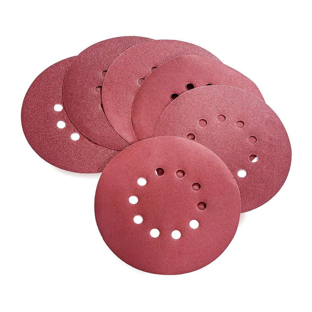 DE Warehouse 24H Shipping Free Delivery 50pcs Durable 225mm Aluminum Oxide Sanding Discs 60-180 Grit with 10-Hole Abrasive Tools