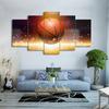 HD Print Modular Framework Wall Art Canvas Painting Popular 5 Panel Flame Basketball Picture For Living Room Decor Poster