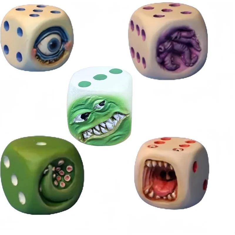 Resin Monster Dice Set Hand Painted Tabletop RPG Dice for DND Pathfinder Halloween Game Master Gift Creepy Role Playing Props