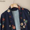 ZANZEA Women Floral Print Loose Casual Long Sleeve Thin Cardigans