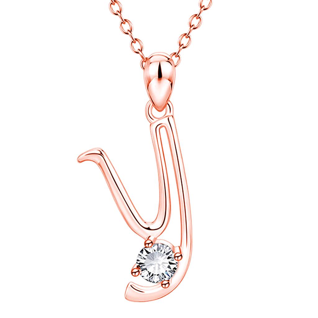 Fashion Alphabet Letter Pendant Necklace with Embedded Crystals Elegant Initial Charm Jewelry for Daily Wear and Special Occasions