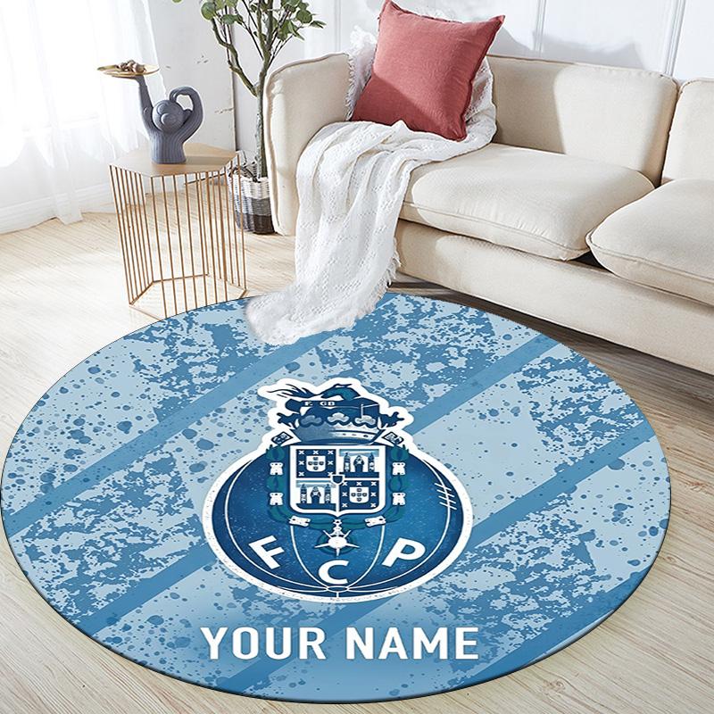 Custom Name Futebol Clube Do Porto Round Area Rug,Carpet Rug for Living Room Bedroom Sofa Playroom Decor,Non-slip Floor Mat