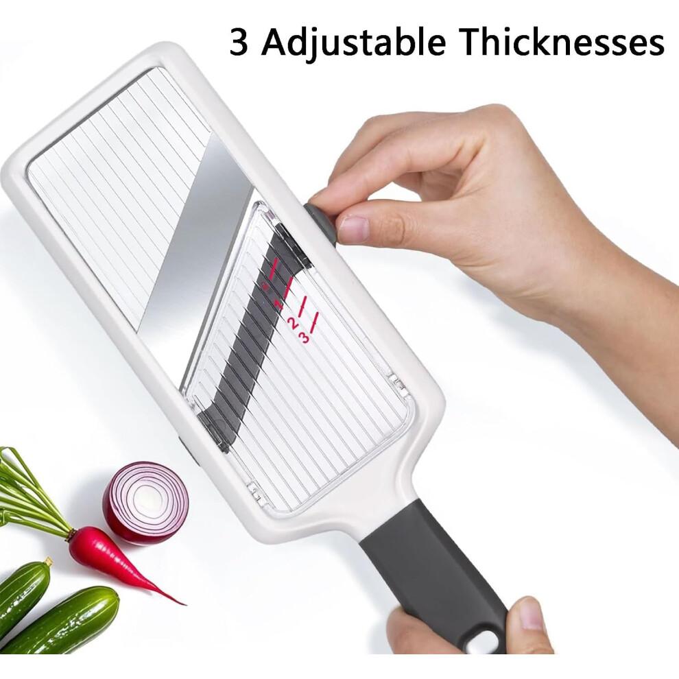 Adjustable Stainless Steel Mandoline Slicer and Vegetable Chopper with Safety Grip for Fruits and Vegetables