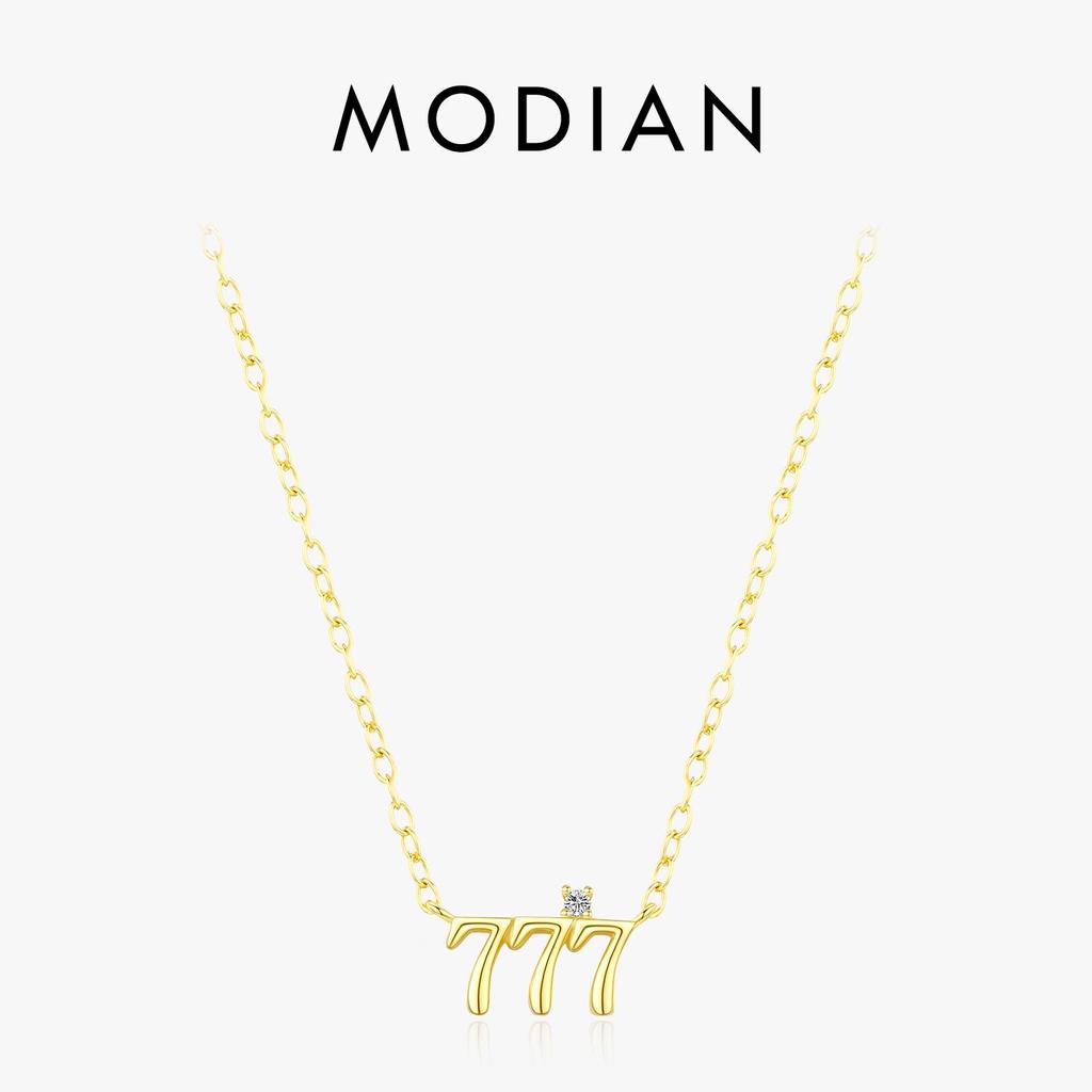 MODIAN 925 Sterling Silber Glückszahl 777 Anhänger Halskette Gold Farbe Halskette Für Frauen Edlen Schmuck Jahrestag Geschenk