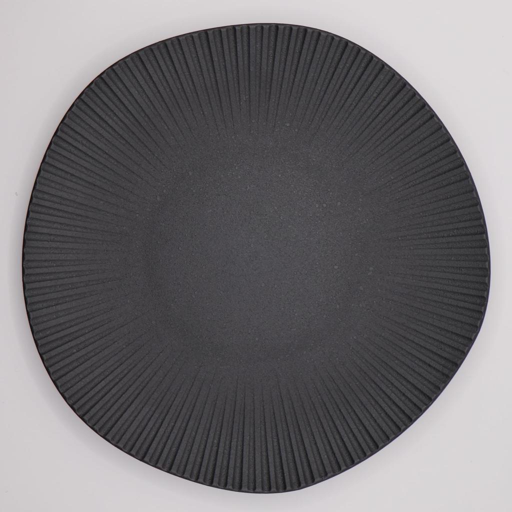 [ware hendey] 24cm Designteller, Unzerbrechlich, Hergestellt in Japan, Premium Schwarz, Hitzebeständig (240 Grad), Spülmaschinen- und Mikrowellengeeignet, Langlebiger Kunststoff