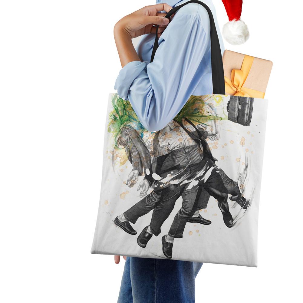 Painted Canvas Tote Shoulder Bag Women Cute Print Harajuku Casual Shopping Handbag Reusable Large Capacity Beach Bag