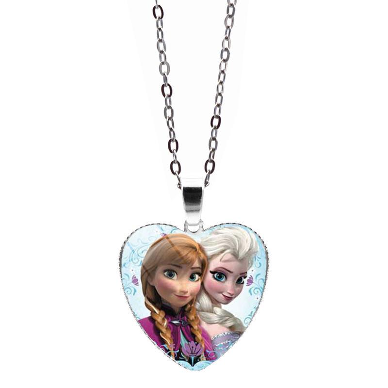 Collana Principessa Disney Frozen Bambini Anime Figure Principessa Elsa Anna Ciondolo Amore Gioielli Accessori Regalo Compleanno Bambini