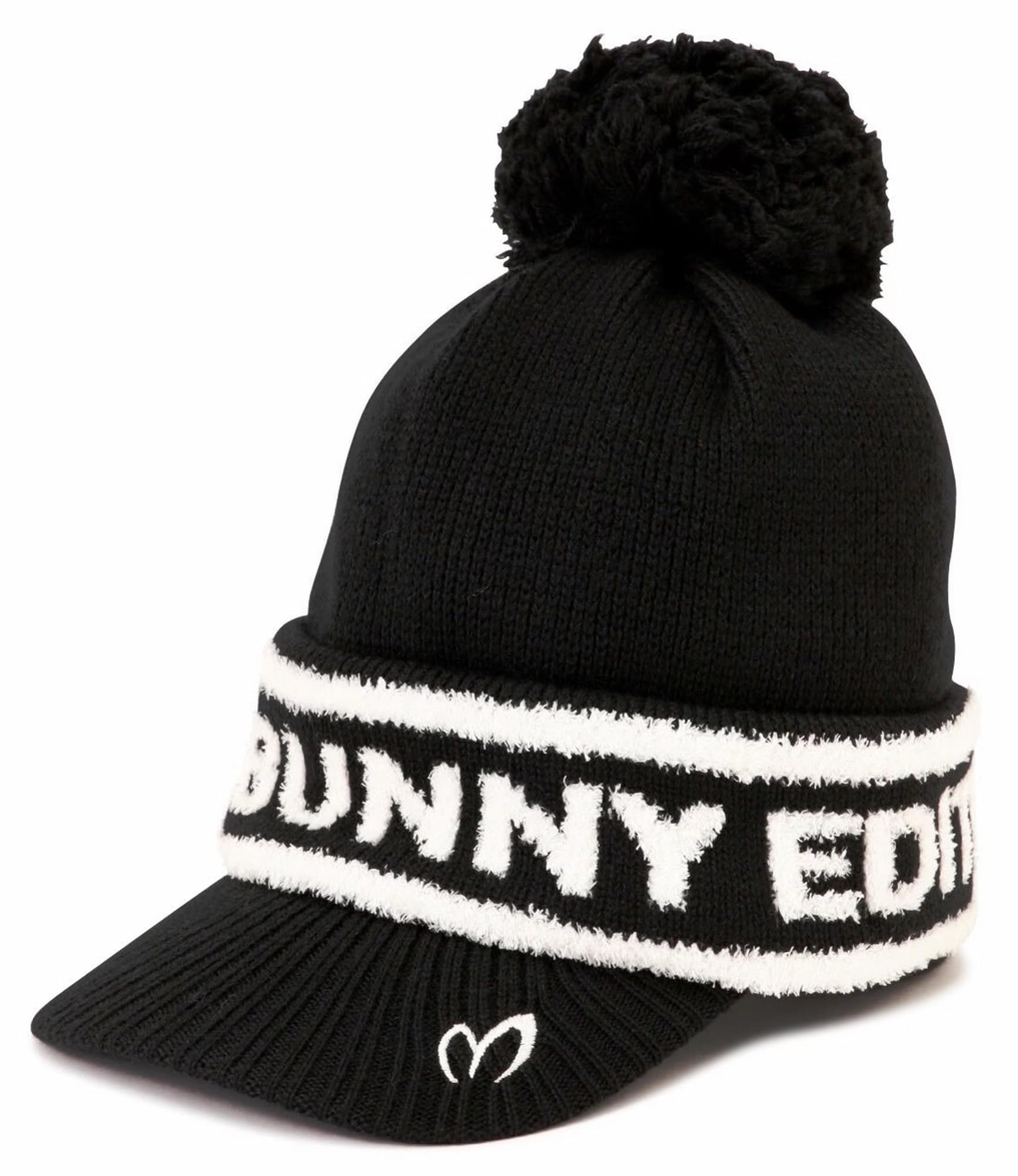 

[Master Bunny] Унисекс вязаная шапка с козырьком (с помпоном и логотипом бренда) Кепка для гольфа 758-5187003 010Черный FR