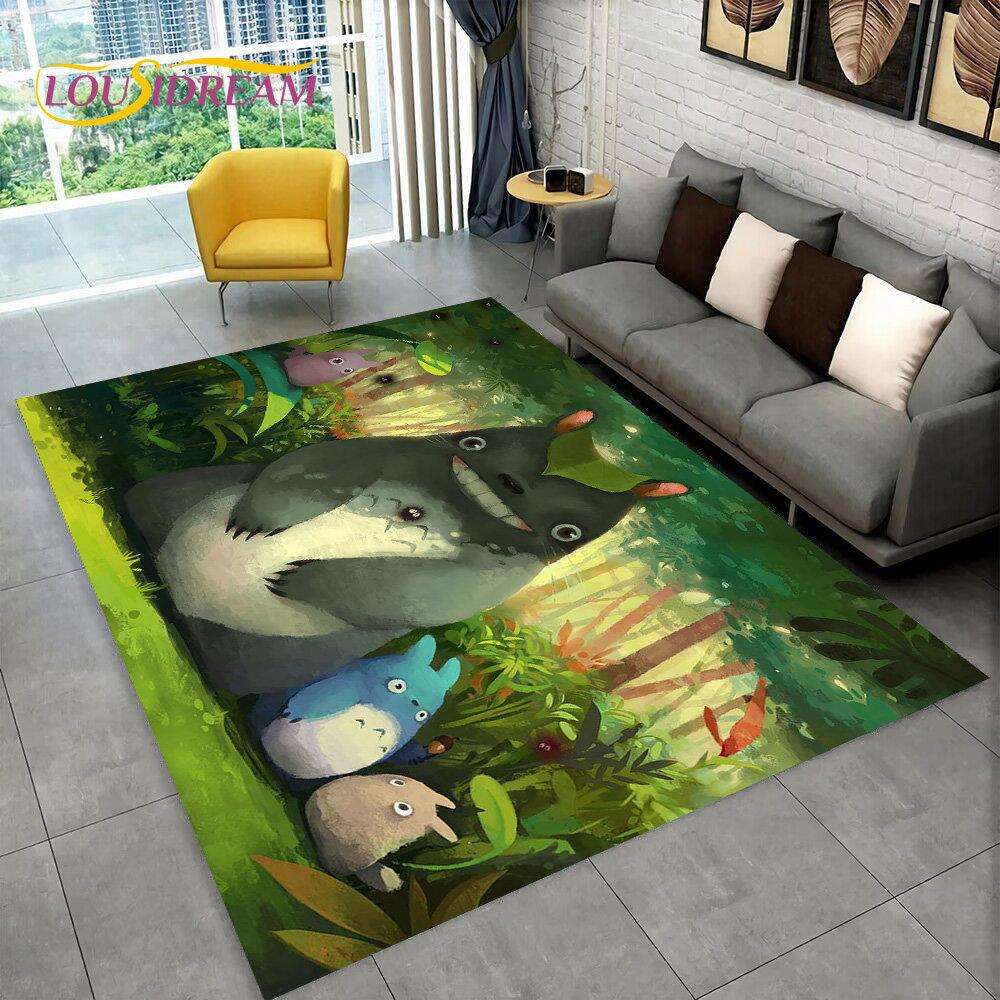 Cartoon My Neighbor T-Totoro Anime Area Rug,Carpet Rug for Living Room Bedroom Sofa Doormat Decoration,Kid Non-slip Floor Mat 3D