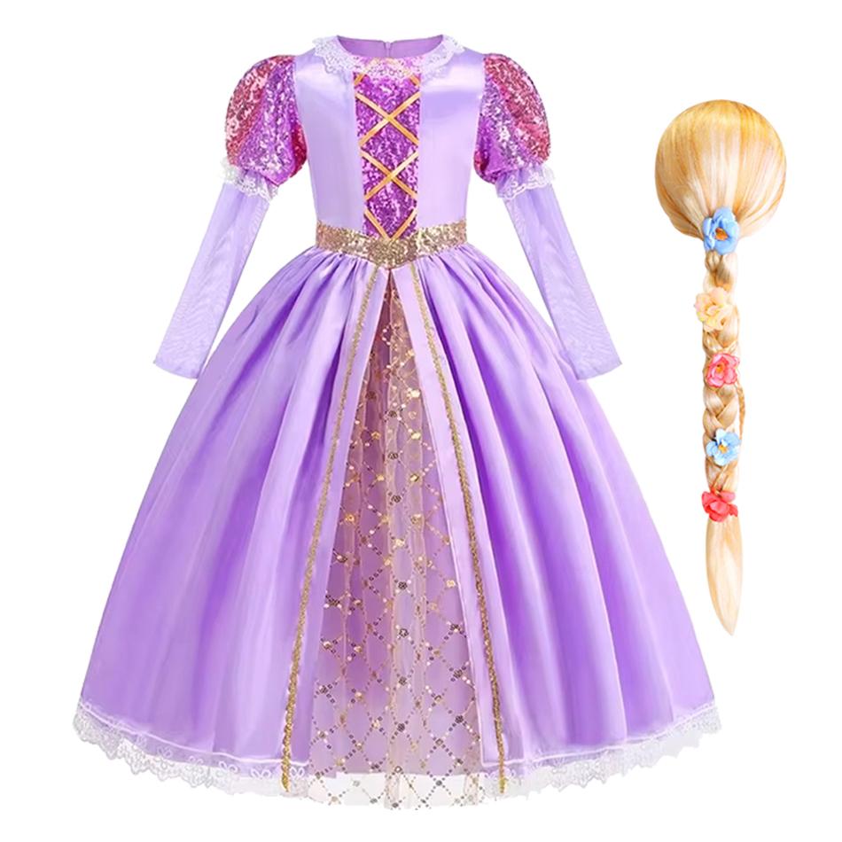 Mädchen Rapunzel Prinzessinnenkleid Mädchen Halloween Cosplay Ballkleid Karneval Party Kostüm Verkleidung Kinder Outfit Kinderkleidung