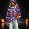 Women's Fashion 3/4 Sleeve Halloween Print Hoodie Pullover Top