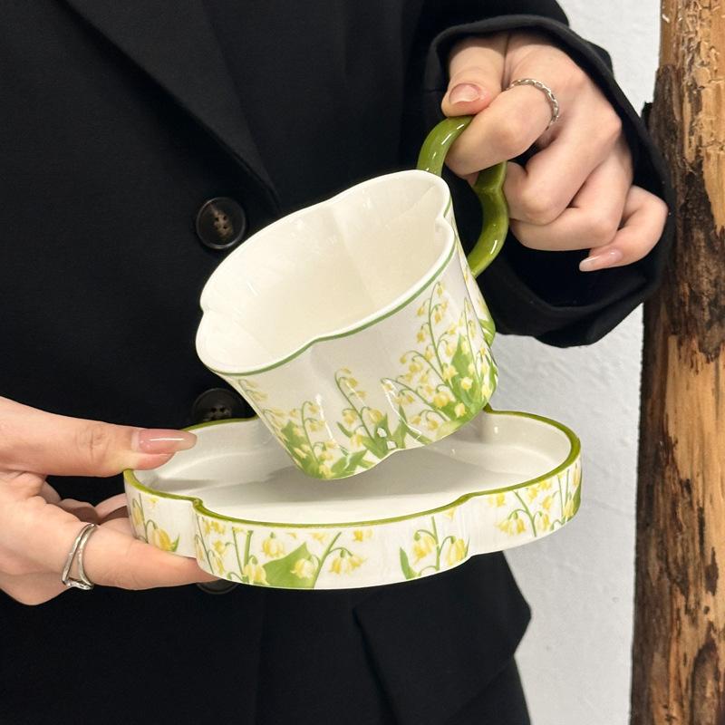 Tasse à café et soucoupe en céramique design rétro français Exquise haut de gamme luxe léger Tasse et soucoupe Coffret cadeau Souvenir cadeau