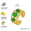 Luxurious Imitation Natural Stone Ring for Women Stainless Steel Twist Texture Opening Rings Retro Finger Jewelry Gift
