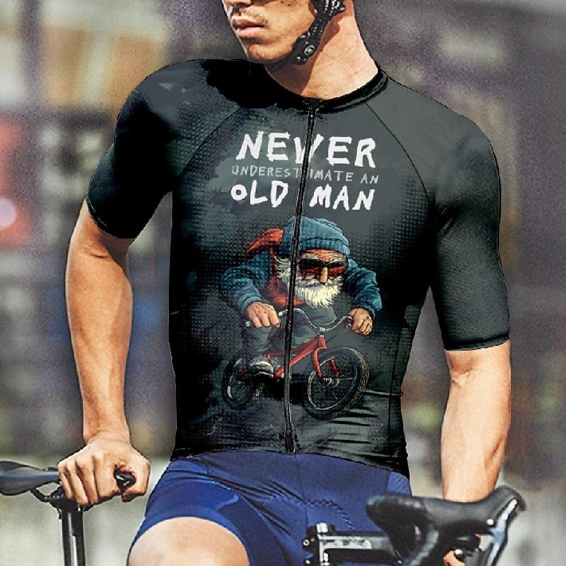 Herren Radtrikot Design Unterschätze nie den alten Hasen Kurzarm Rad-T-Shirt Mountainbike MTB Feuchtigkeitstransportierend Atmungsaktiv Sportbekleidung