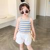 Baby Girls Summer Vest Sleeveless Cute Rainbow Striped Shirt Fashion Girl T-shirt