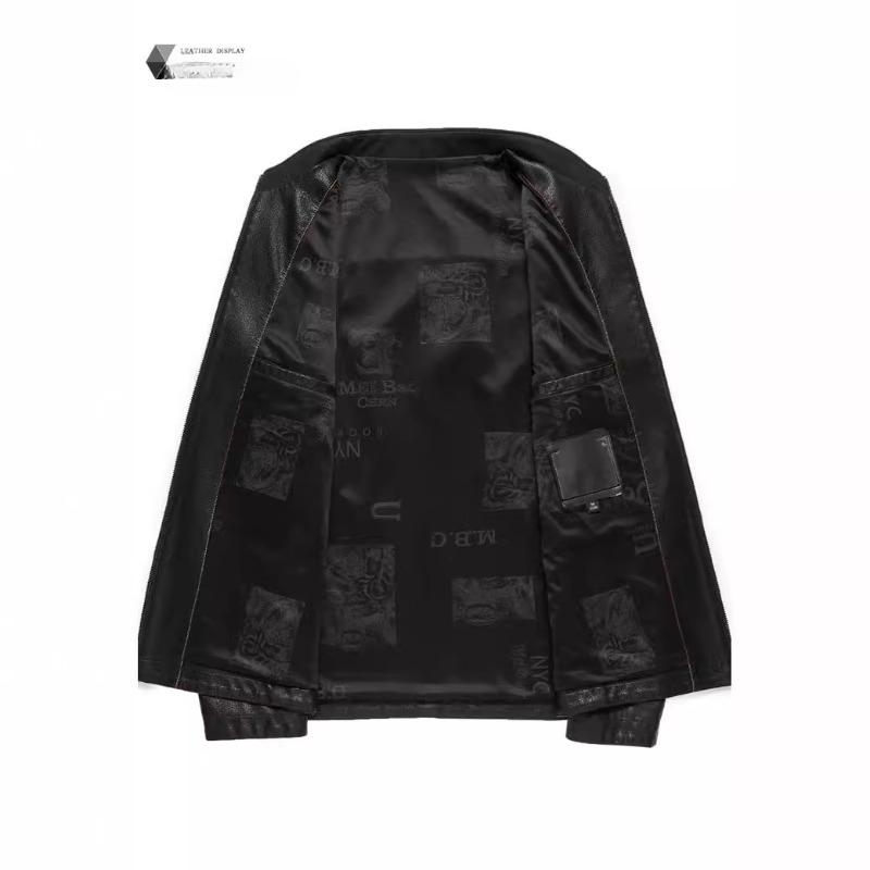 Kožená bunda pánská podzimní a zimní novinka pánský stojatý límec měkká kožená bunda bunda pánská volná ležérní kožená bunda