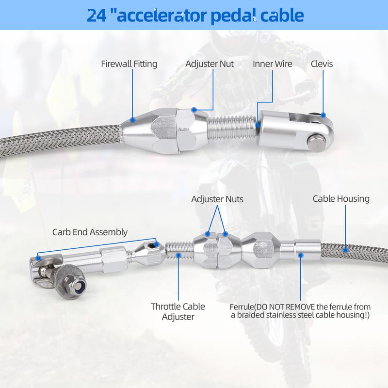 CNSPEED 24 36 inch Throttle Gas Cable Kit Stainless Steel Braided For 97-07 Chevrolet/Chevy LS1 Engine 4.8L 5.3L 5.7L 6.0L
