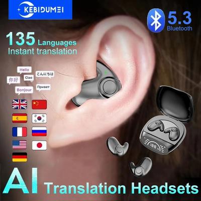 אוזניות תרגום AI בלוטות' 5.3 תומכות ב-135 שפות אוזניות אלחוטיות אוזניות שינה אוזניות HiFi להפחתת רעשים