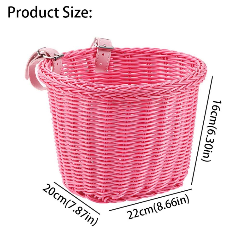 Adjustable Leather Straps Front Handlebar Basket Handwoven Cycling Handlebar Basket  Girls Bike