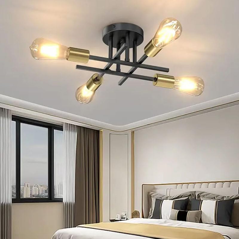 

4Lights E27 Винтажный промышленный потолочный светильник 28 СМ Подвесной потолочный светильник для гостиной, спальни, кухни и столовой E27 head No bulb