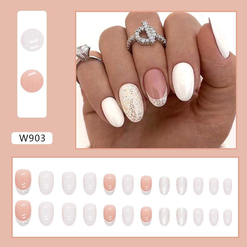 Retro And Elegant Spring And Summer Flower Manicure Fashion European And American Style Almond A Square Nail Piece Finished Product Mixed Batch