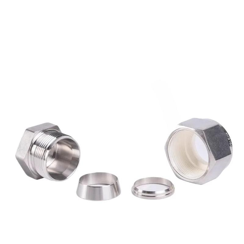 End Cap 1/16"-1" 3-25mm Tube OD Compression Union SUS316L 304 Stainless Steel Coupler Pipe Fitting Connector Metric UNF Nut Lock