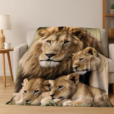 3D Traumlöwe Tier Cartoon Flanelldecke Weiche Warme Decke für Schlafzimmer Zimmer Wohnzimmer Bett Büro Reise Camping Picknick