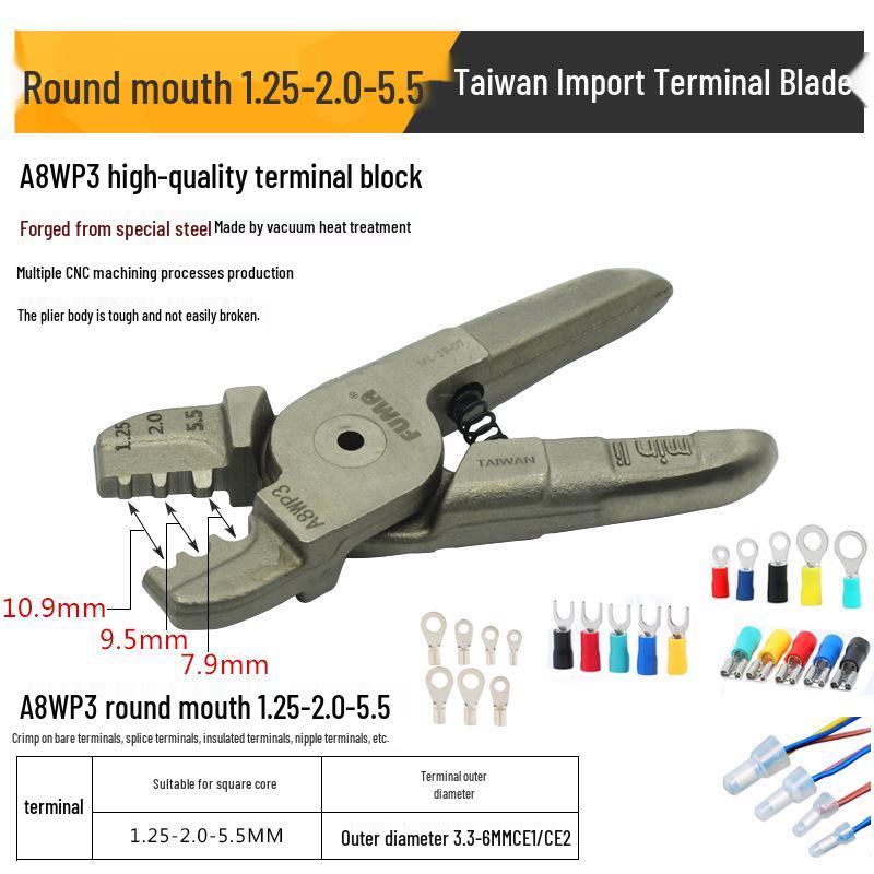 FUMA Pneumatic Terminal Crimping Tool – Cold Press Wire and Bare Terminal Pliers