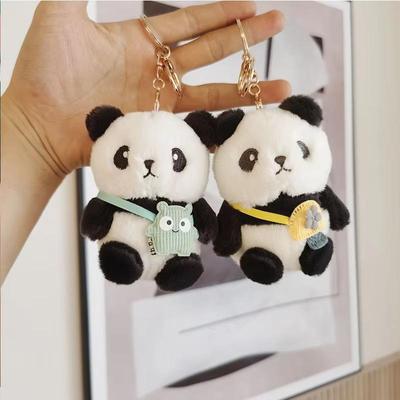 Peluş anahtarlık 1 adet çizgi film panda bebek anahtarlık Asılı hediyelik eşyalar Çantalar Cep telefonu kılıfları Asılı süslemeler Doğum günü hediyesi