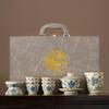 New Chinese high-end national style twisted lotus Ru kiln kung fu tea set, household ceramic teapot gift box