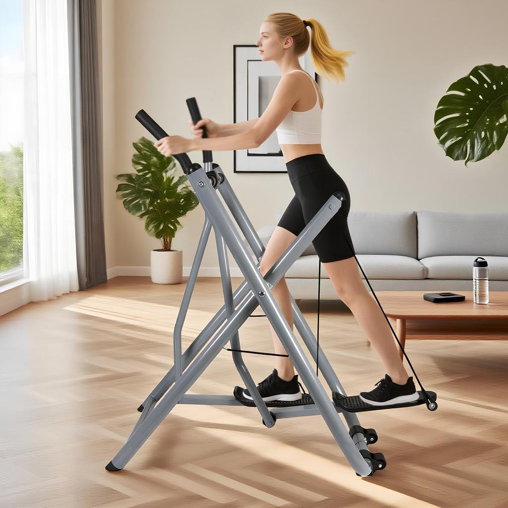 Space Walker Aerobic Stepper Air Walker Exercise Machine W/ Adjustable Resistance Compact Folding Exercise Climber for Home Gym