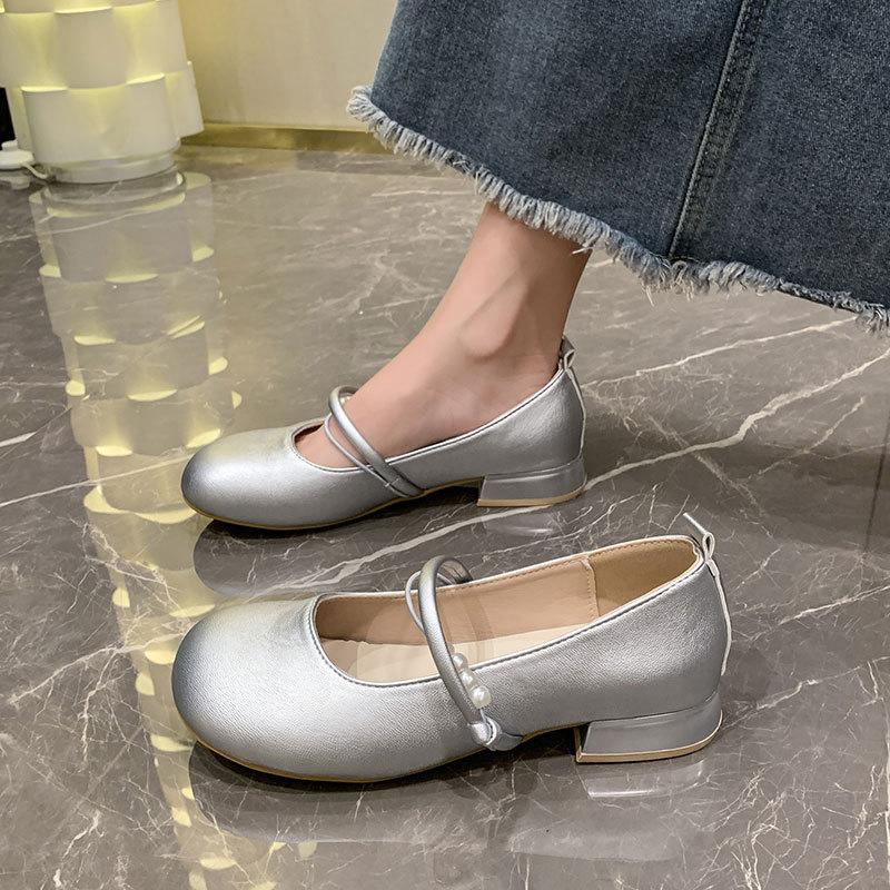 New Chinese Gentle Mary Jane Girl Shoes New Thick Heel Granny Shoes Fairy Style Pumps Shoes for Spring 2025