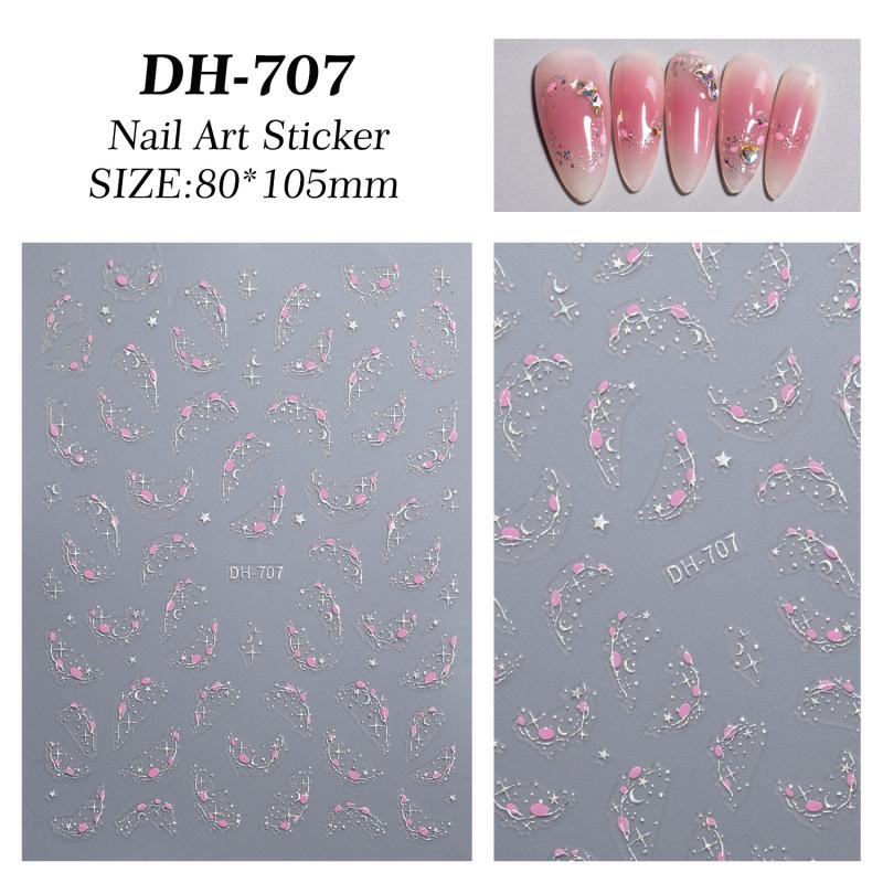 

1 лист горячего тиснения золотые серебряные звездные наклейки для ногтей звездочки лунные наклейки для ногтей самоклеящиеся слайдеры для маникюра украшения серебряный