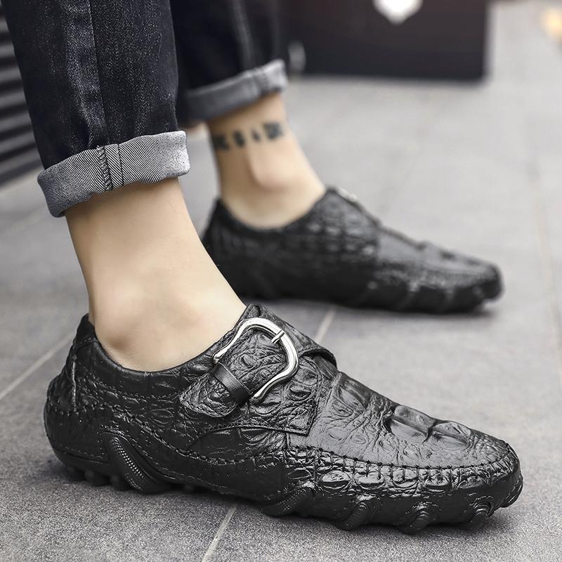 Mode Echtes Leder Herrenschuhe Luxus Krokodilmuster Business Casual Schuhe Slipper Fahrschuhe Herren Loafer Mokassins Übergröße 47