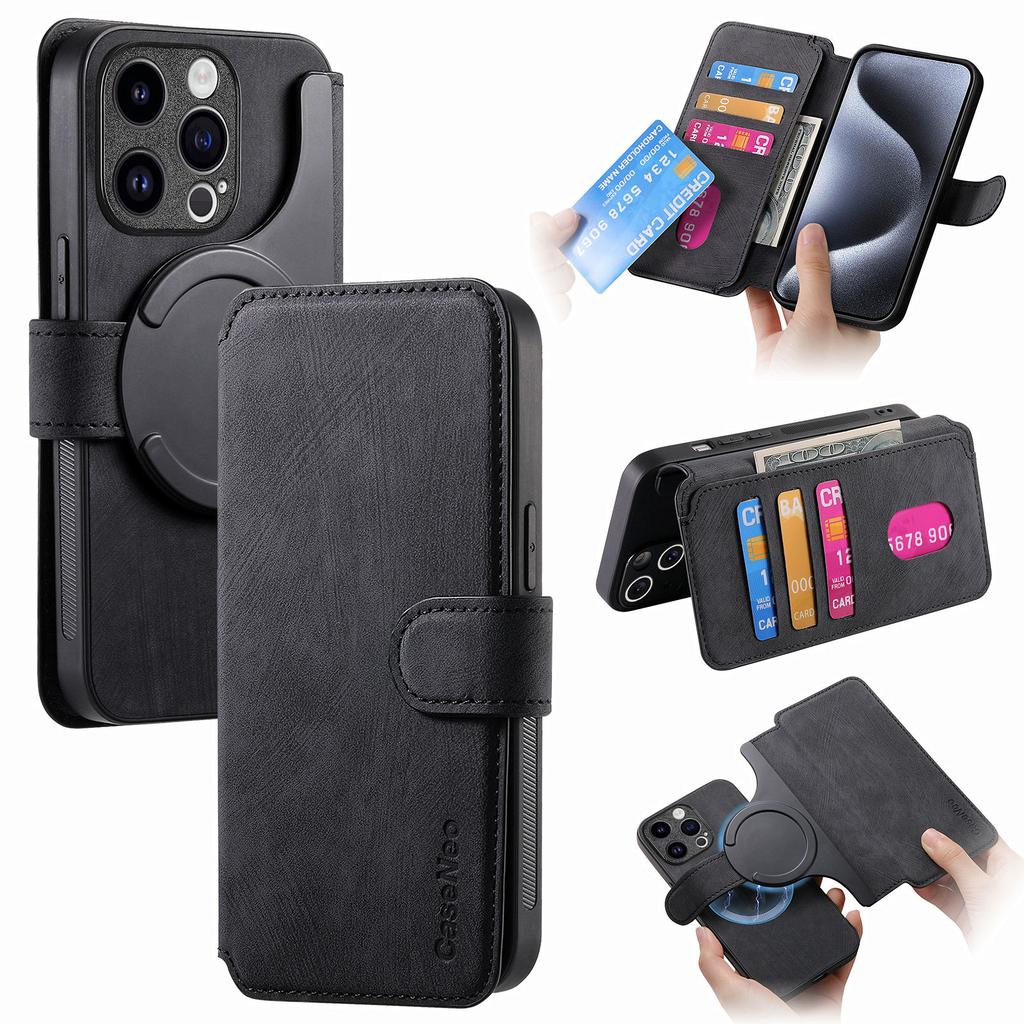 CASENEO MW-03 For iPhone 13 Pro Max Case with Detachable Wallet Leather+TPU Phone Cover