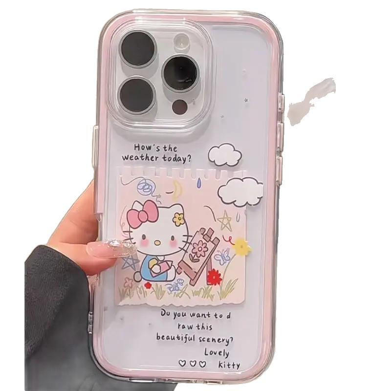Draw Kitty Frame Dual Purpose Protective Case for Apple iPhones (12, 13, 14, 15 Pro Max, 16)
