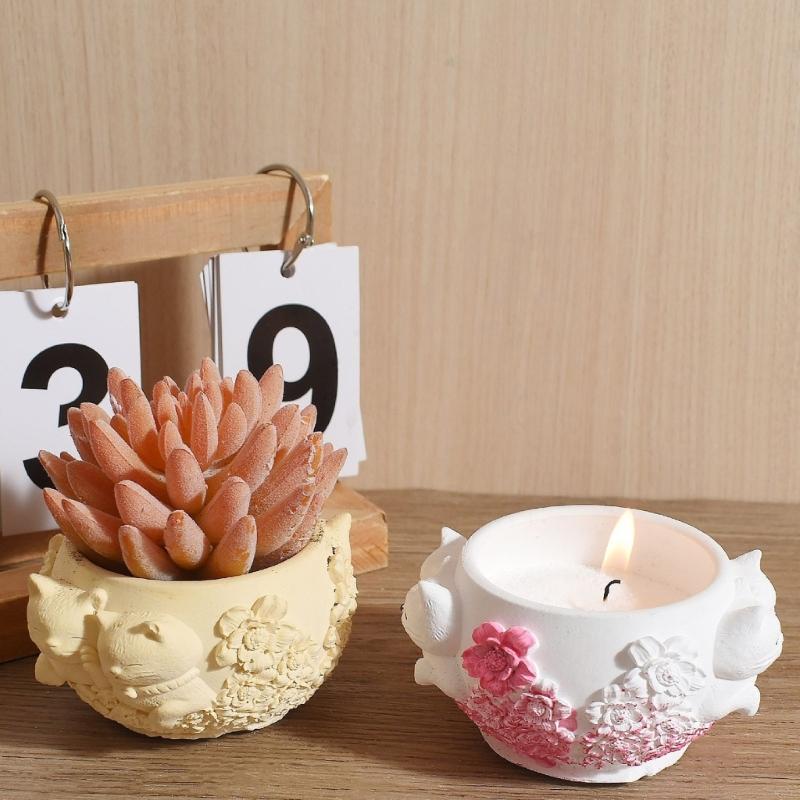 Reusable Cats Charm Planter Mold Safe Vase Silicone Mold For Jewelry Soap Candle Container Making Home Crafts