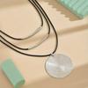 Fashion Disc Pendant Three-layer Necklace Sweater Chain Jewelry Collarbone Chain Accessories