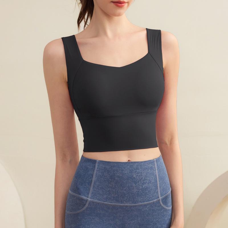 

Женский спортивный бюстгальтер с широкими бретелями, амортизирующий - Дышащий, поддерживающий внешний жилет для бега и йоги Small чёрный
