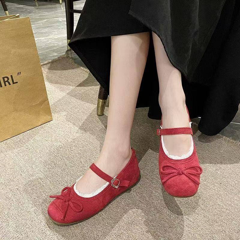 French Spring and Autumn Blue Light Mouth Single Shoes Women's New Spring and Summer Skirt Mary Jane Shoes Ballet Ladyshoes