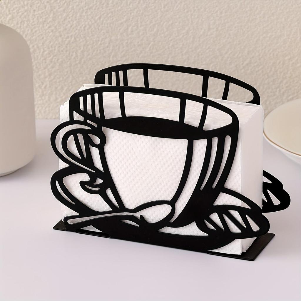 1 unidad de Portarrollos de Metal Vertical con Diseño de Taza de Café para Mesa de Comedor, Decoración de Hogar, Hotel o Cafetería