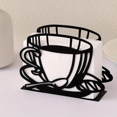 1 Stück Kaffeetasse Design Eisen Serviettenhalter Vertikaler Metall Esstisch Papiertuch-Klemme für Zuhause, Hotel oder Café Dekoration