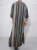 Gradient Striped Muslim Robe with Pockets – Stand-up Collar & Long Sleeves