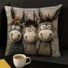 45cm Throw Pillow Covers Cartoon Donkey 2D Print Donkey Pillowcase Non-Real Embroidery Washable Cushion Cover Home Decorative