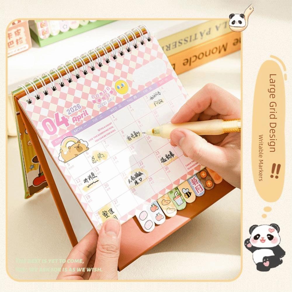 Coil 2026 Desk Calendar Capybara/Panda Schedule Planner Mini Calendar Office School Supplies