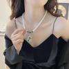 Green Chalcedony Pearl Necklace Pendant Chinese Style Light Luxury Temperament Sweater Chain Holiday Gift All-match Necklace
